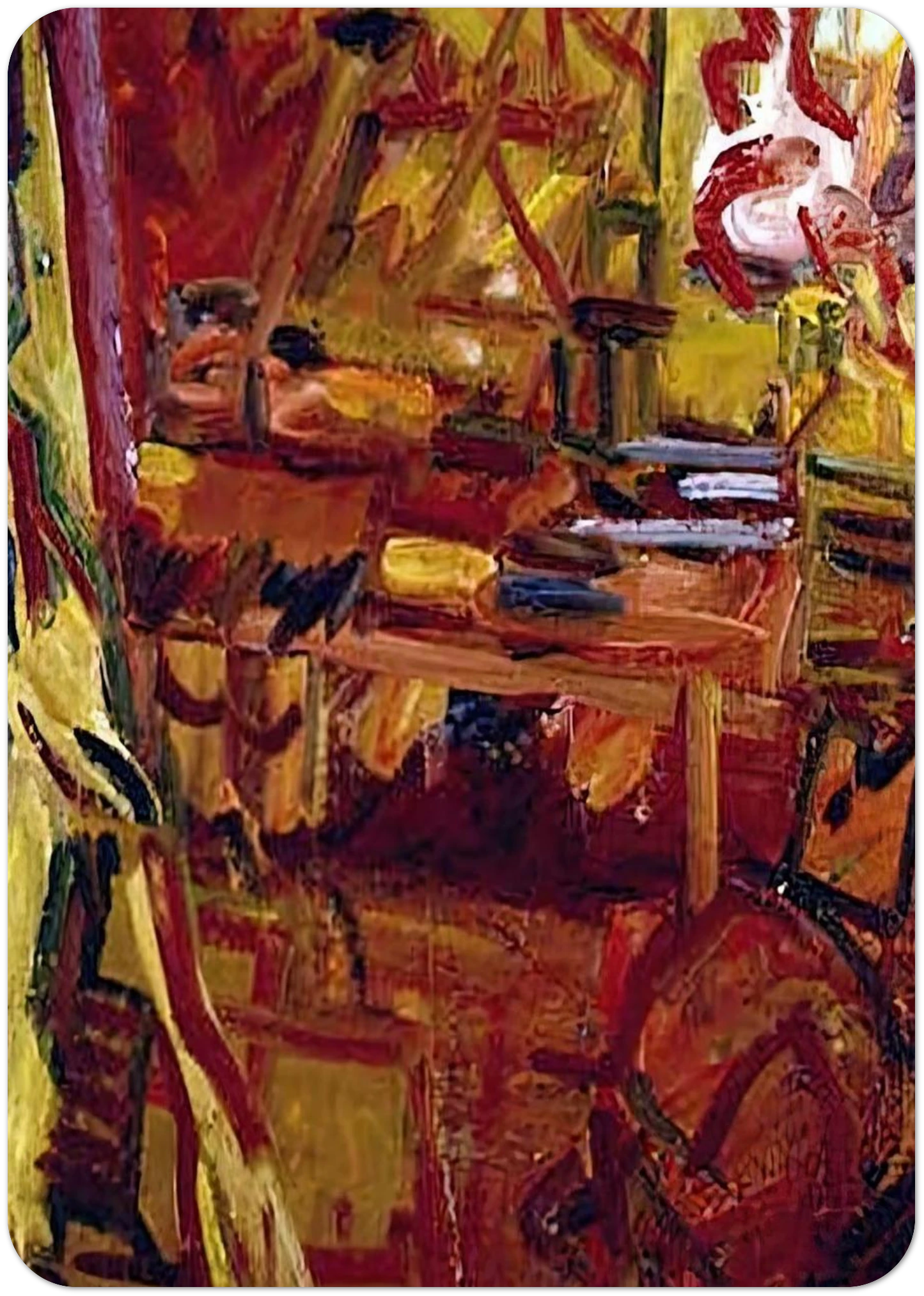 IN THE STUDIO By Frank Auerbach Pack of 10 Post Cards | Frank Auerbach Post Cards | A6 (10.5 x 14.8 cm) - 4.1 x 5.8 inches