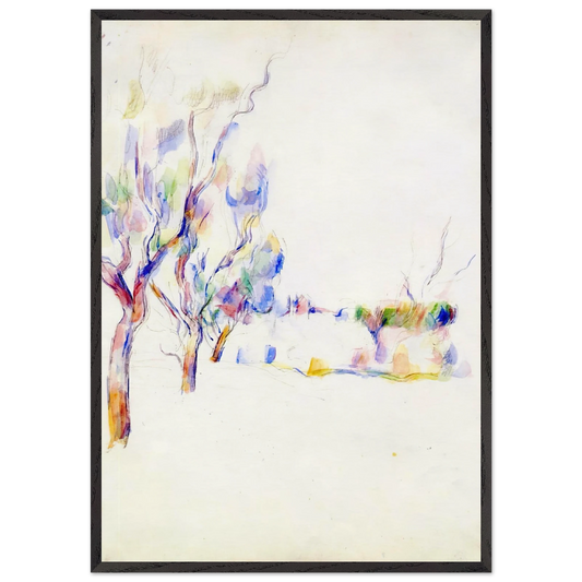 Almond Trees in Provence - Paul Cezanne 70x100 cm / 28x40 inches Framed Art Print – Black Wooden Frame