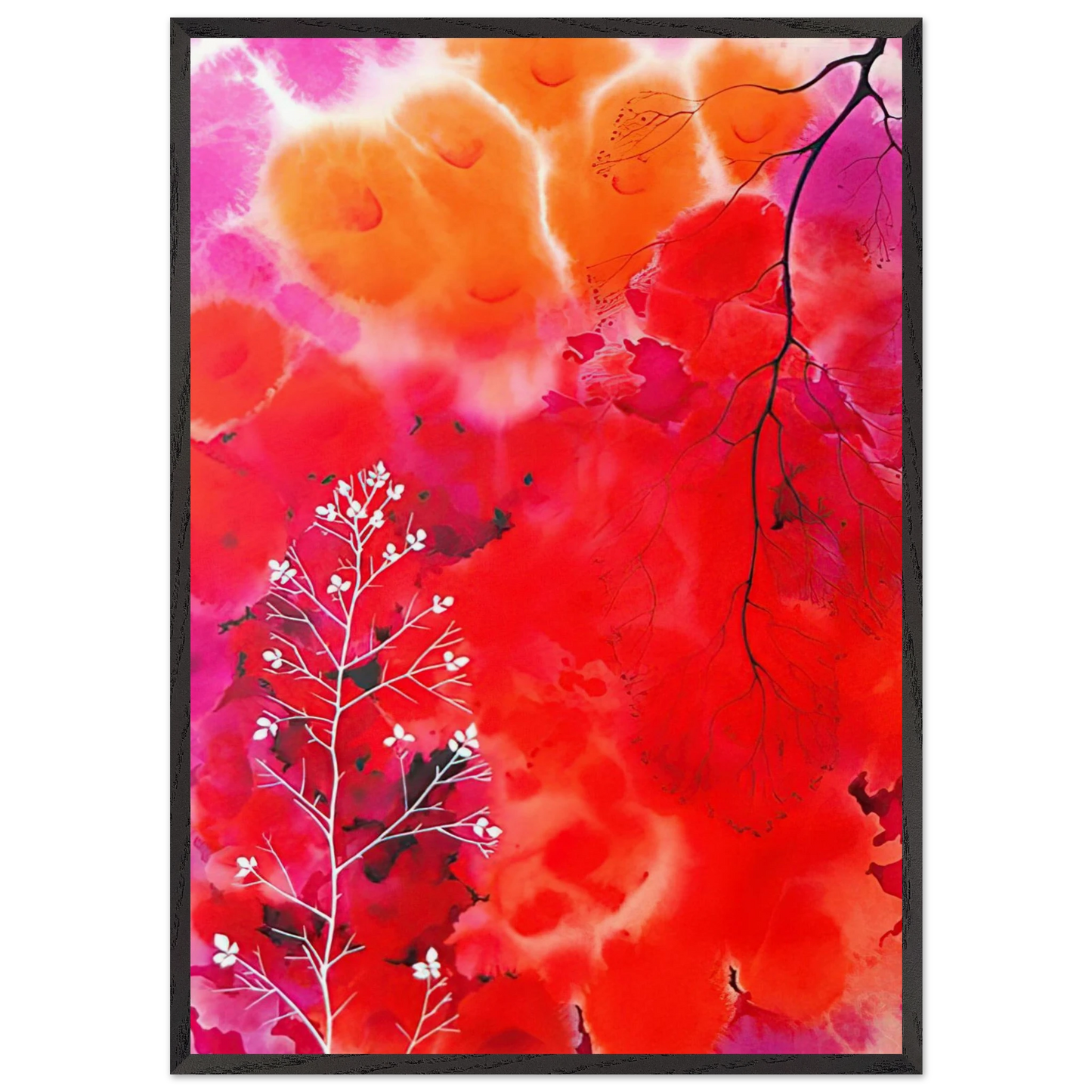 Flower Fantasy - Eyvind Earle 70x100 cm / 28x40 inches Framed Art Print – Black Wooden Frame