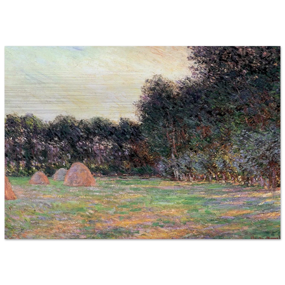 Meadow with Haystacks near Giverny - claude monet Brushed Aluminum Print - 70x100 cm / 28x40 inches | claude monet Aluminum Print | claude monet Prints