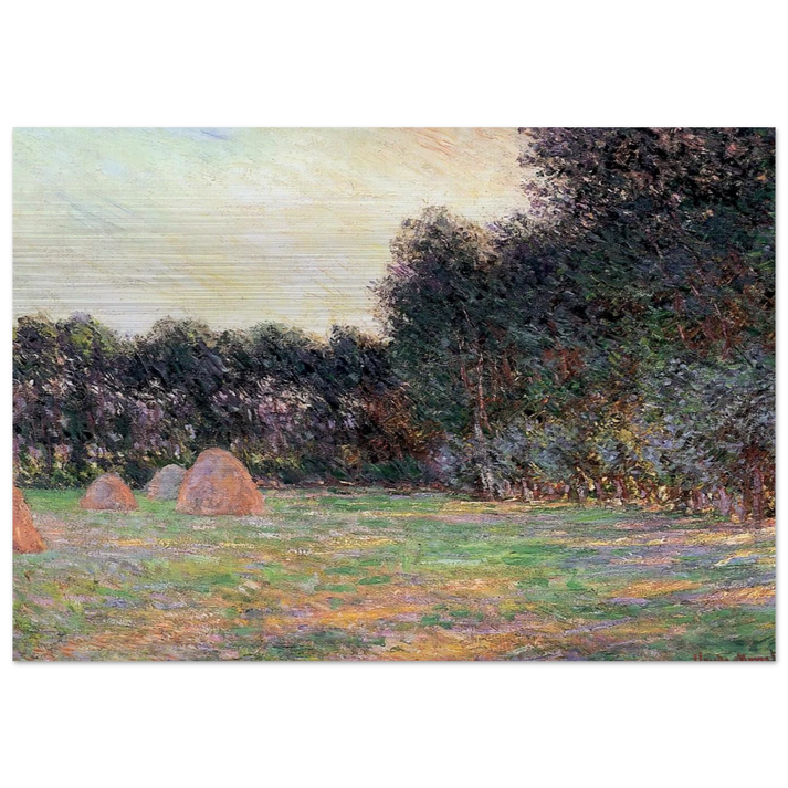 Meadow with Haystacks near Giverny - claude monet Brushed Aluminum Print - 70x100 cm / 28x40 inches | claude monet Aluminum Print | claude monet Prints