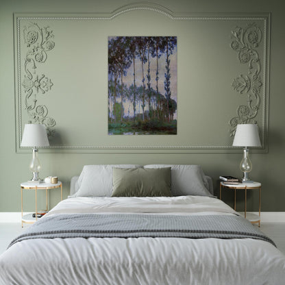 Poplars on the Banks of the River Epte, Overcast Weather - claude monet Brushed Aluminum Print - 70x100 cm / 28x40 inches | claude monet Aluminum Print | claude monet Prints