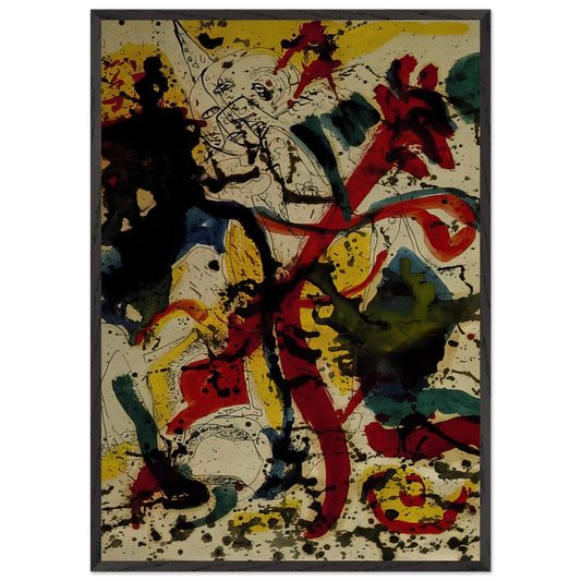 UNTITLED 1944 - Jackson Pollock 70x100 cm / 28x40 inches Framed Art Print – Black Wooden Frame