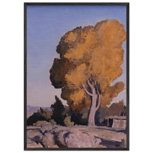 LOW COUNTRY COTTONWOOD 1940 - Maynard Dixon 70x100 cm / 28x40 inches Framed Art Print – Black Wooden Frame