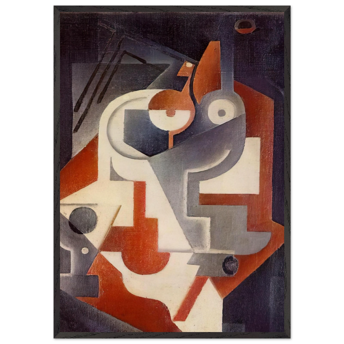 NEWSPAPER GLASS AND PEAR 1917 - Juan Gris 70x100 cm / 28x40 inches Framed Art Print – Black Wooden Frame
