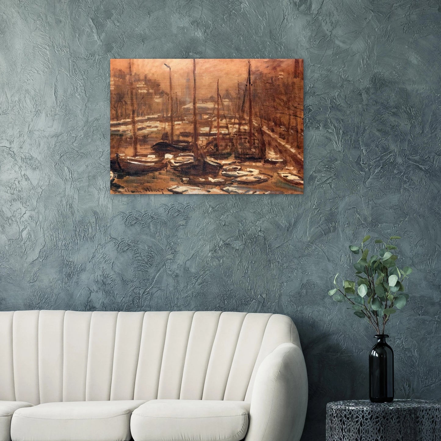 Geldersekade of Amsterdam Invierno - claude monet Brushed Aluminum Print - 70x100 cm / 28x40 inches | claude monet Aluminum Print | claude monet Prints