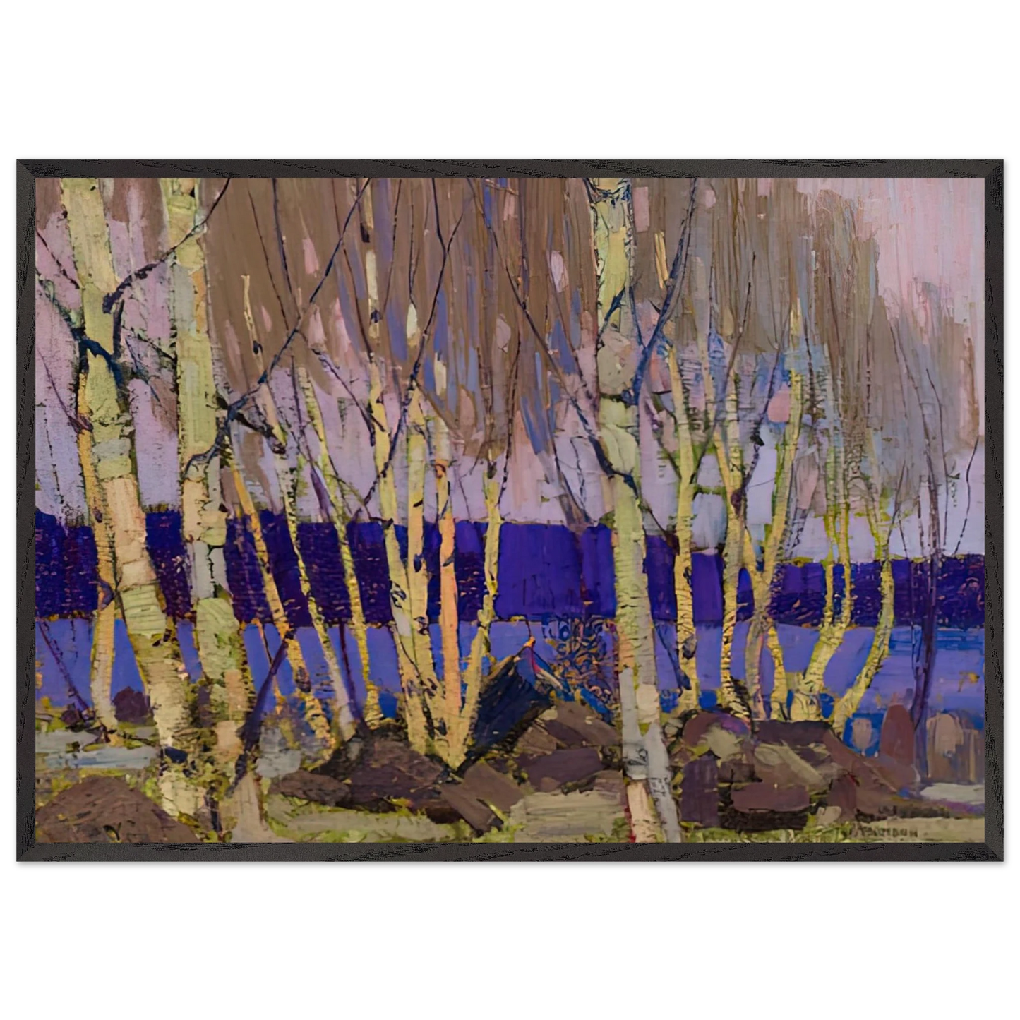 EVENING CANOE LAKE 1916 - Tom Thomson 70x100 cm / 28x40 inches Framed Art Print – Black Wooden Frame