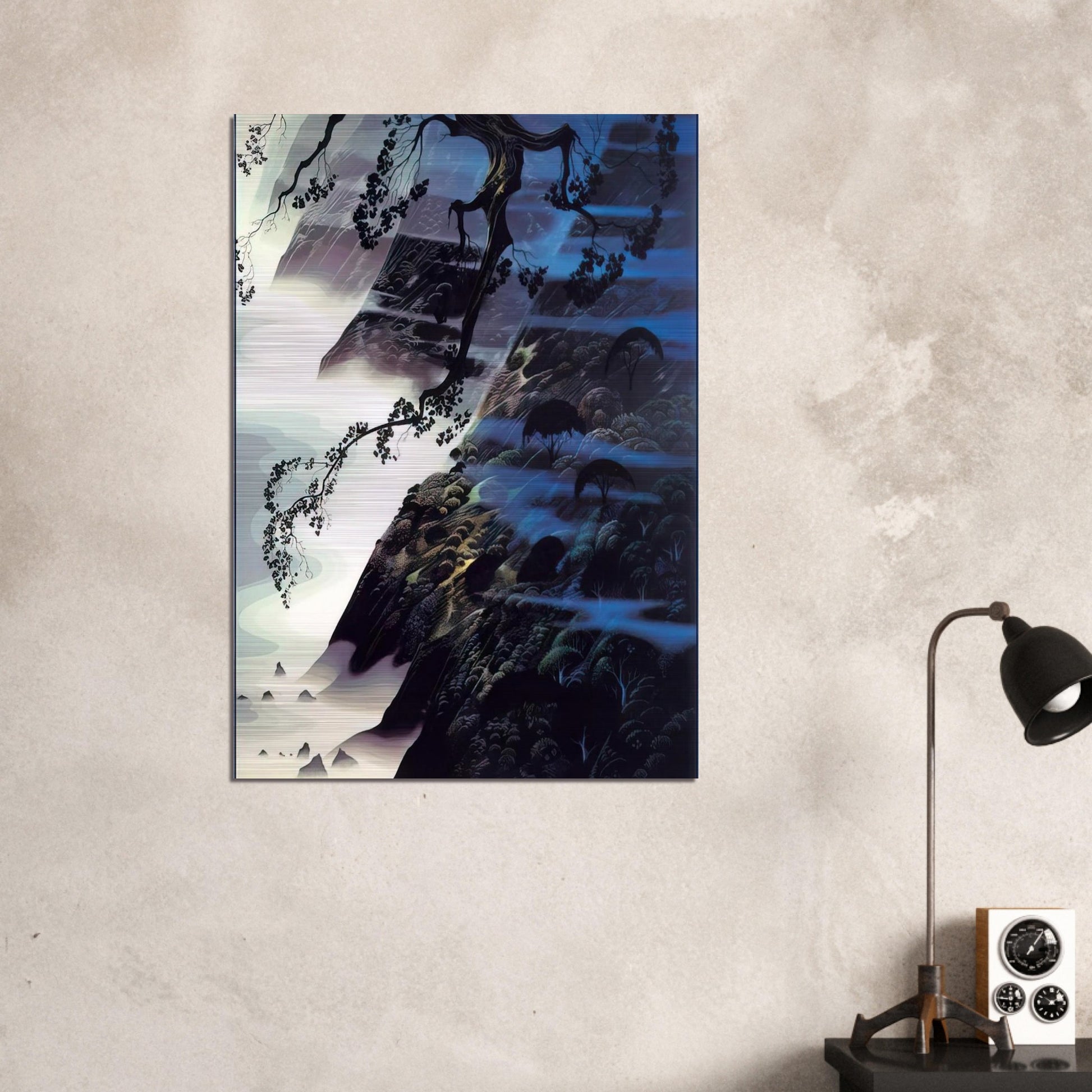 Sea Wind and Fog - Eyvind Earle Brushed Aluminum Print - 70x100 cm / 28x40 inches | Eyvind Earle Aluminum Print | Eyvind Earle Prints