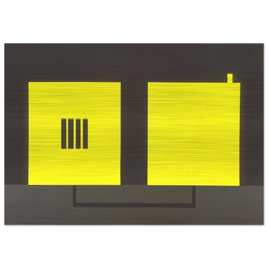 Prison  Cell with Smokestack  Conduit - 1985 - Peter Halley Brushed Aluminum Print - 70x100 cm / 28x40 inches | Peter Halley Aluminum Print | Peter Halley Prints