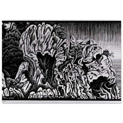 CALANCHE OF PIANA CORSICA FEBRUARY 1934 1934 - MC Escher Brushed Aluminum Print - 70x100 cm / 28x40 inches | MC Escher Aluminum Print | MC Escher Prints