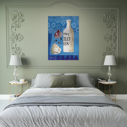 Still life with bottle and shells - 2006 - Mary Fedden Brushed Aluminum Print - 70x100 cm / 28x40 inches | Mary Fedden Aluminum Print | Mary Fedden Prints