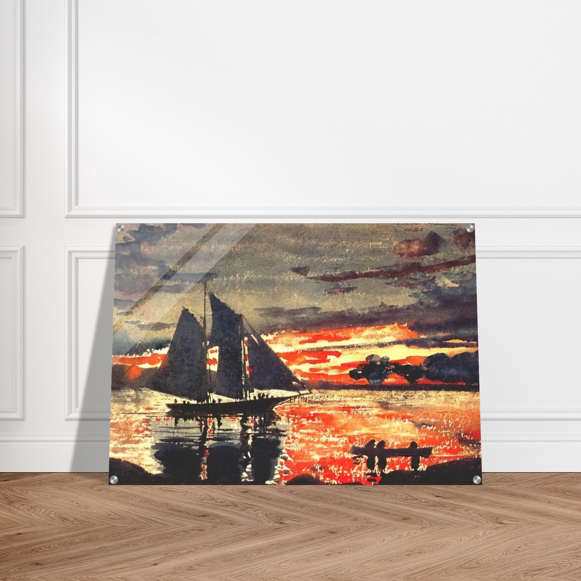 SUNSET FIRES - Winslow Homer Acrylic Print - 70x100 cm / 28x40″ inches