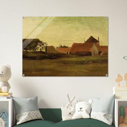 Farmhouses in Loosduinen near The Hague at Twilight - Vincent van Gogh Acrylic Print - 70x100 cm / 28x40″ inches