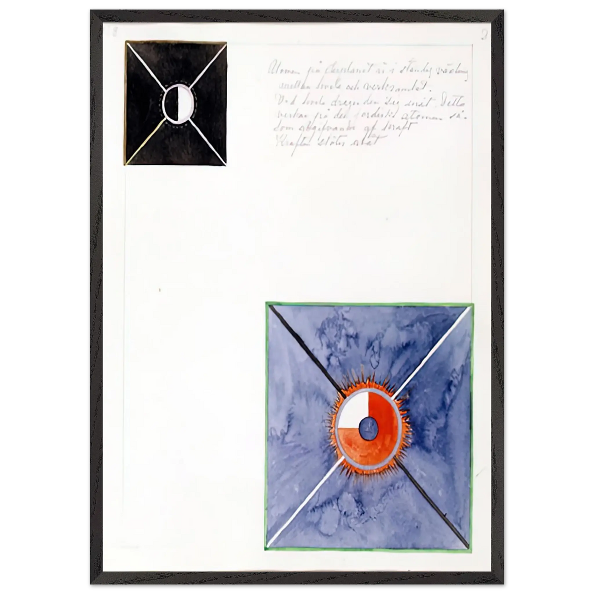 Hilma af Klint - ATOM SERIES NO 8 ATOM ON THE ETHER PLANE IS IN CONSTANT CHANGE BETWEEN REST AND ACTIVITY AT THE 1917 Wall art - 30x45 cm / 12x18 Inches - Premium Wooden Framed Poster With Fine Art Paper - White frame