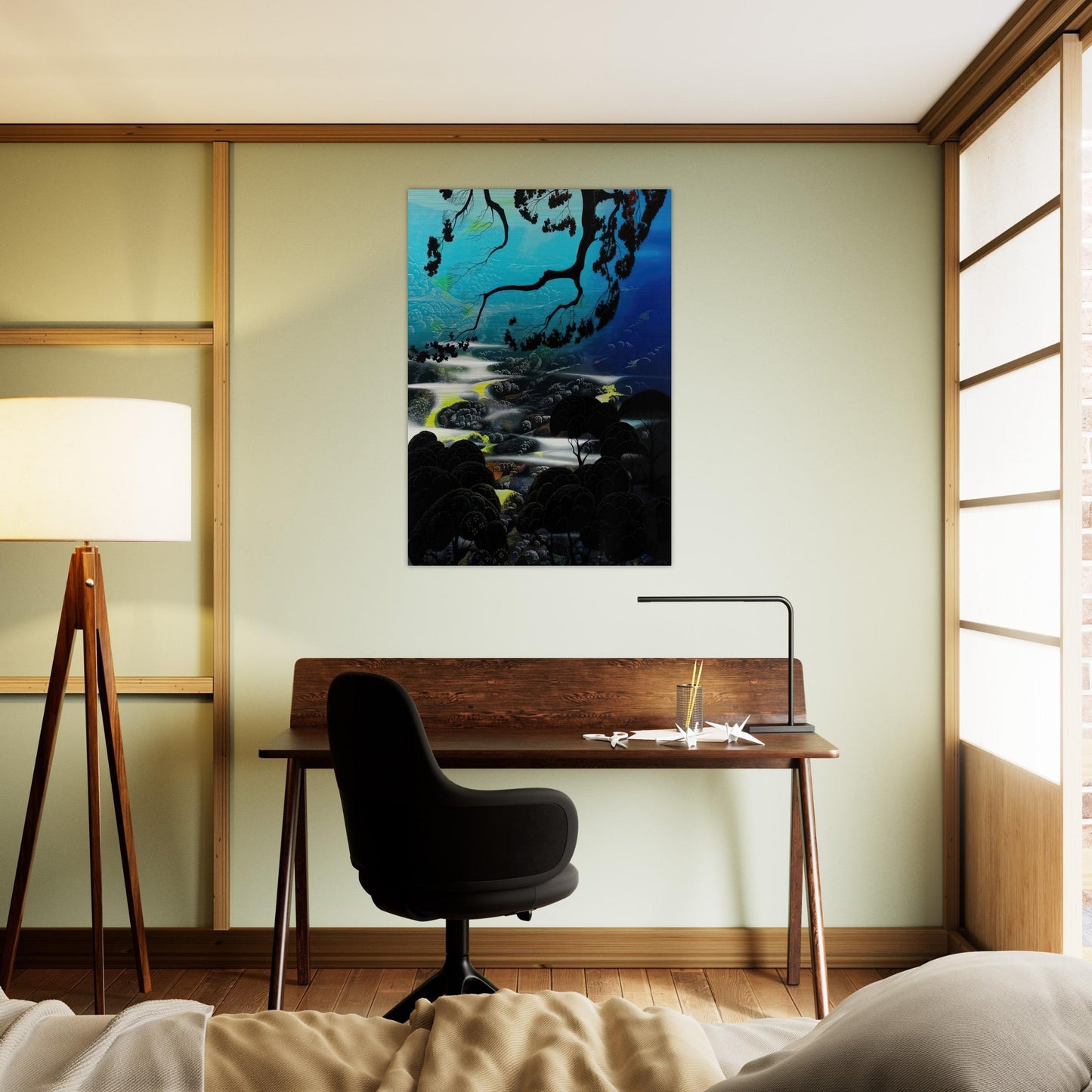 Days End - Eyvind Earle Brushed Aluminum Print - 70x100 cm / 28x40 inches | Eyvind Earle Aluminum Print | Eyvind Earle Prints
