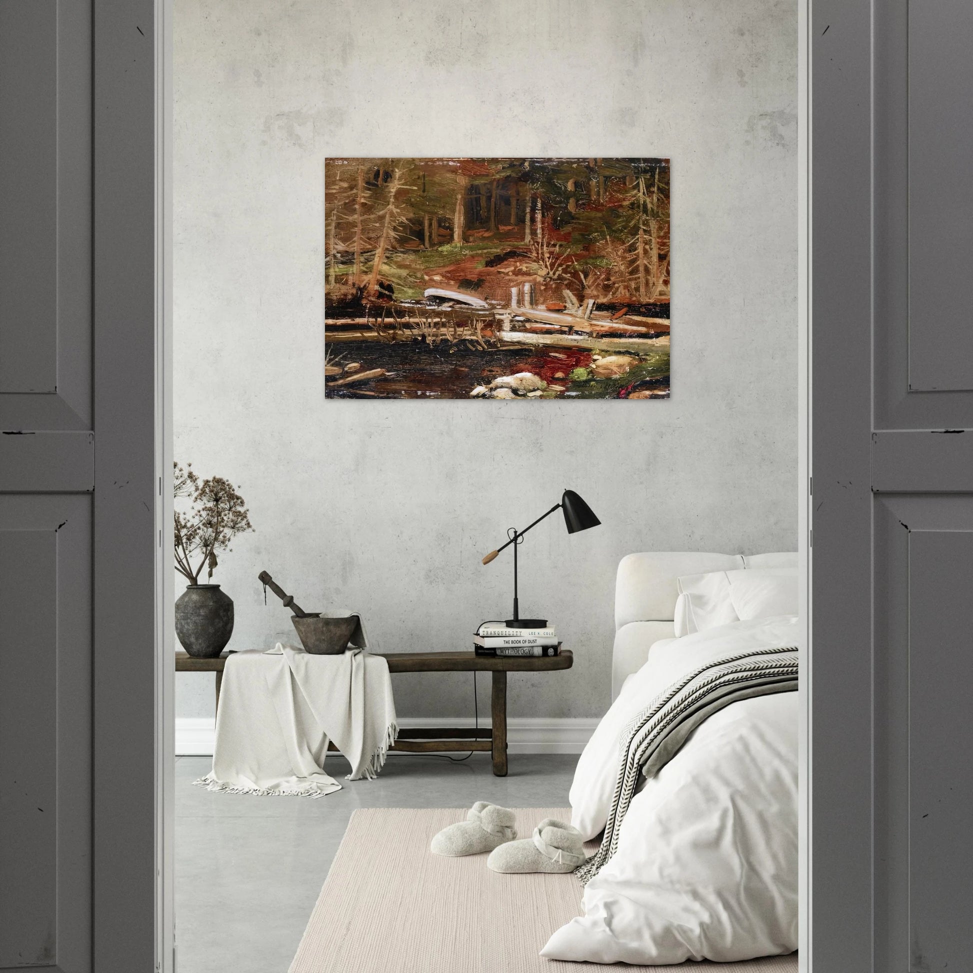 OLD LUMBER DAM ALGONQUIN PARK 1912 - Tom Thomson Brushed Aluminum Print - 70x100 cm / 28x40 inches | Tom Thomson Aluminum Print | Tom Thomson Prints