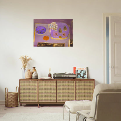 Mauve Still Life - 1968 - Mary Fedden Brushed Aluminum Print - 70x100 cm / 28x40 inches | Mary Fedden Aluminum Print | Mary Fedden Prints