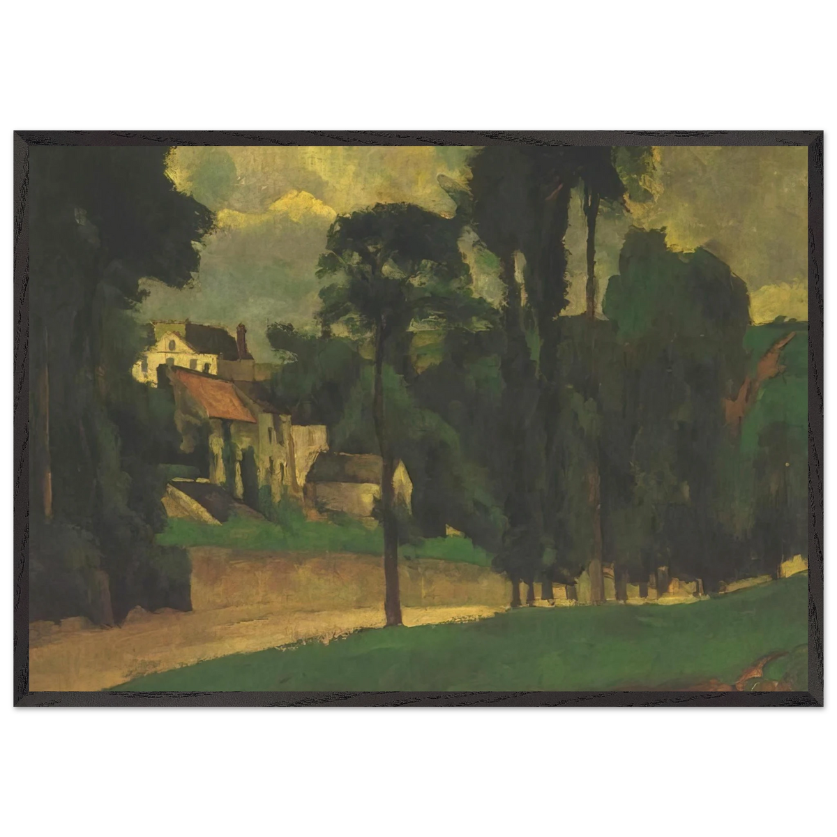 Road at Pontoise - Paul Cezanne 70x100 cm / 28x40 inches Framed Art Print – Black Wooden Frame