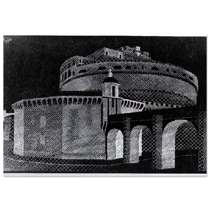 NOCTURNAL ROME CASTEL SANT ANGELO - MC Escher Brushed Aluminum Print - 70x100 cm / 28x40 inches | MC Escher Aluminum Print | MC Escher Prints | Maurits Cornelis Escher Prints