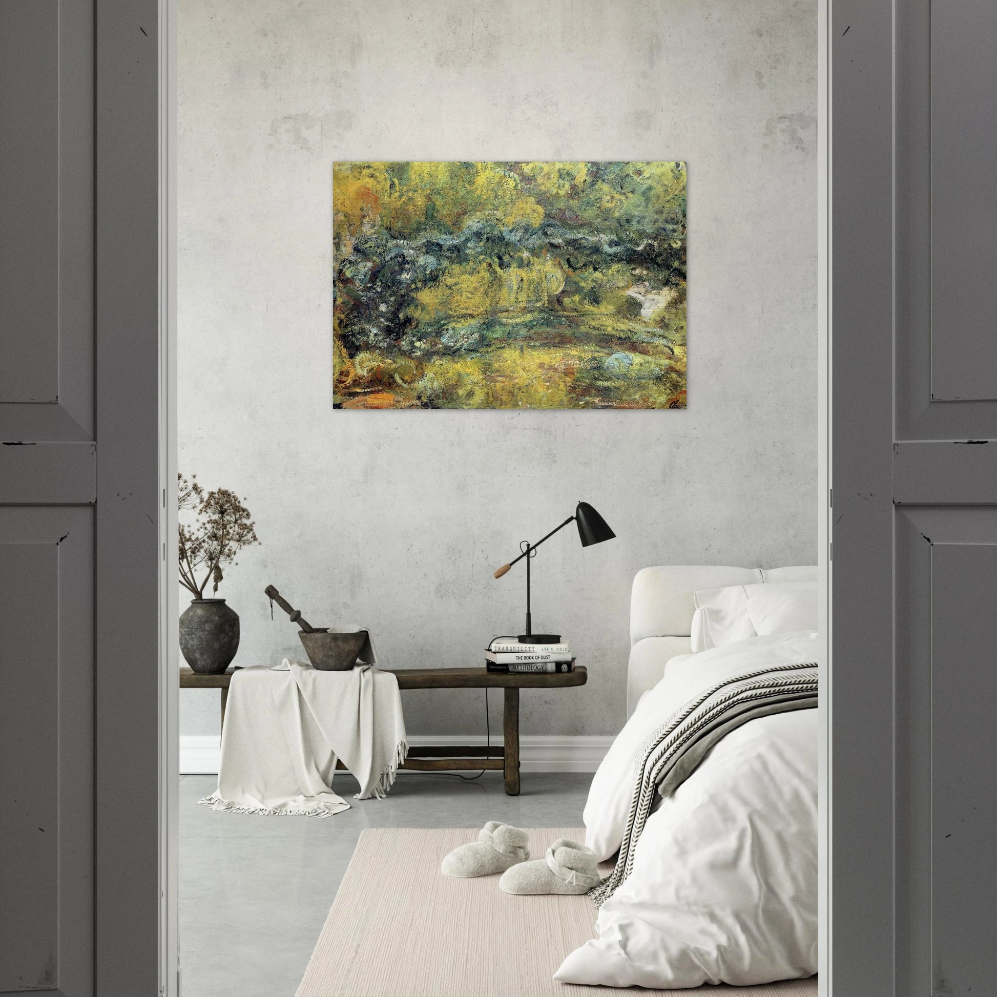 The Japanis Bridge Footbridge over the Water-Lily Pond - claude monet Brushed Aluminum Print - 70x100 cm / 28x40 inches | claude monet Aluminum Print | claude monet Prints