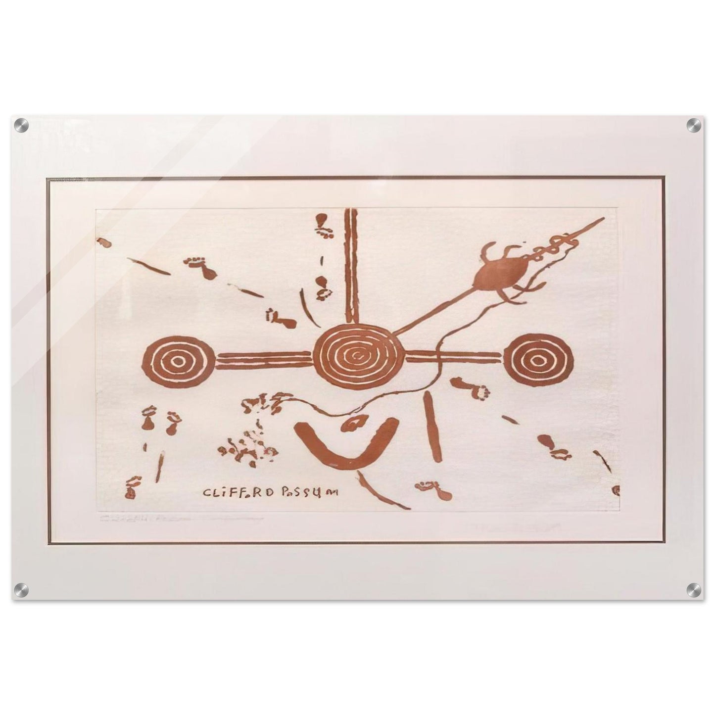 Ngarlu, Love Story - 1994 - Clifford Possum Tjapaltjarri Acrylic Print - 70x100 cm / 28x40″ inches