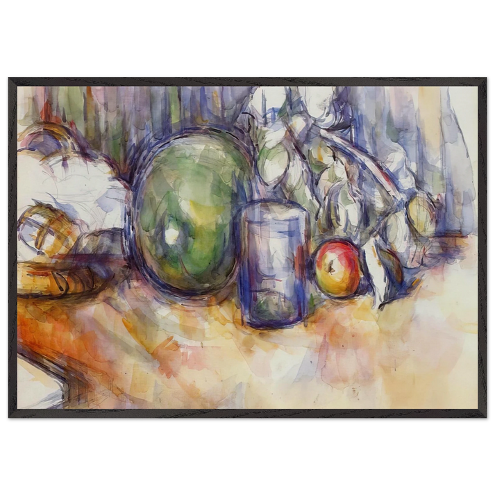 Still Life with Green Melon - Paul Cezanne 70x100 cm / 28x40 inches Framed Art Print – Black Wooden Frame