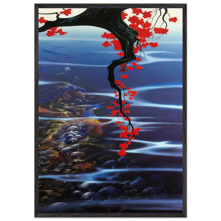 Red Leaves - Eyvind Earle 70x100 cm / 28x40 inches Framed Art Print – Black Wooden Frame