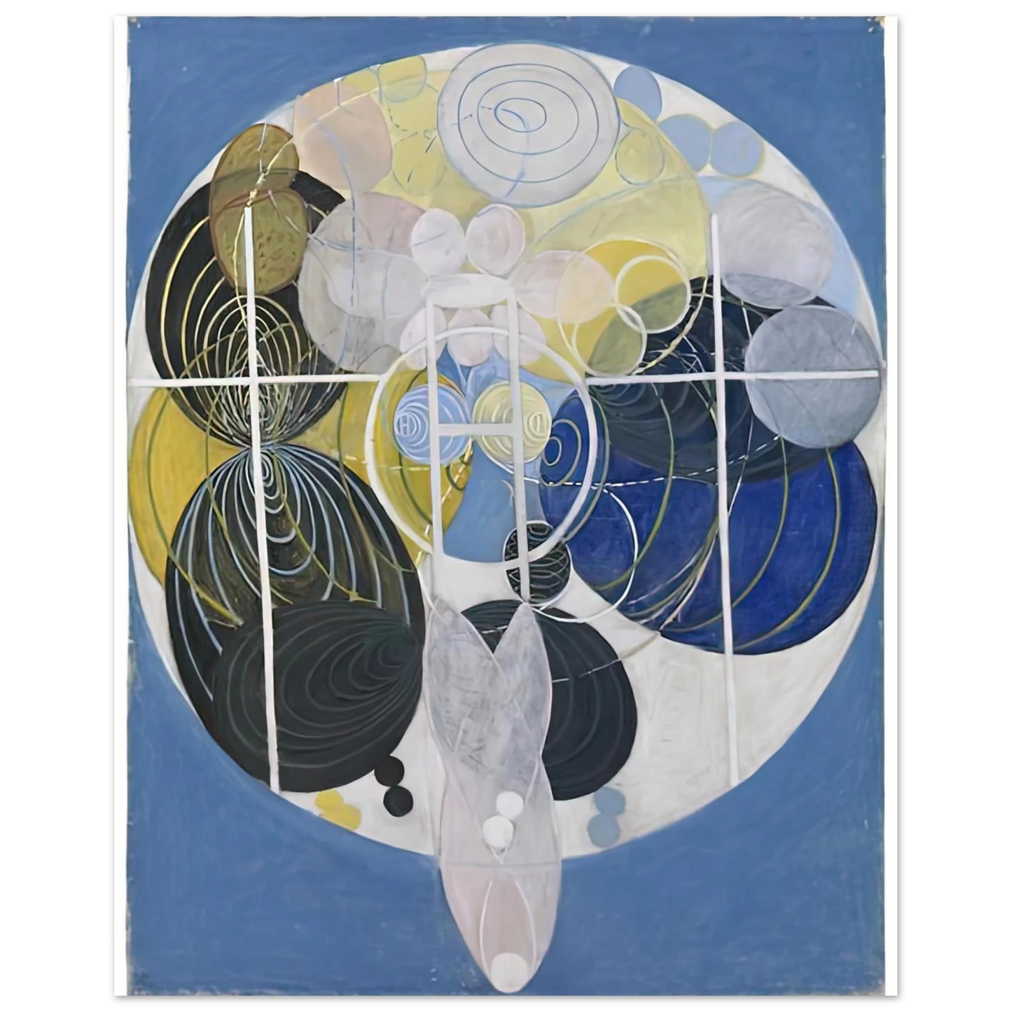 Hilma af Klint - THE LARGE FIGURE PAINTINGS NR 5 1907 Wall art - 21x29.7 cm / 8x12" - Premium Wooden Framed Poster With Fine Art Paper-canvas - White frame