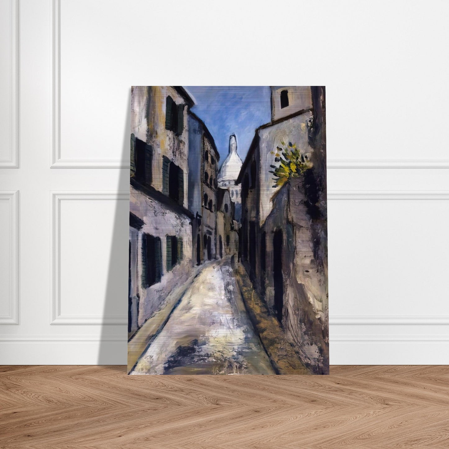 SAINT RUSTIQUE STREET - Maurice Utrillo Brushed Aluminum Print - 70x100 cm / 28x40 inches | Maurice Utrillo Aluminum Print | Maurice Utrillo Prints