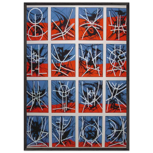 Hieroglyphics - 1969 - Jimmy Ernst 70x100 cm / 28x40 inches Framed Art Print – Black Wooden Frame