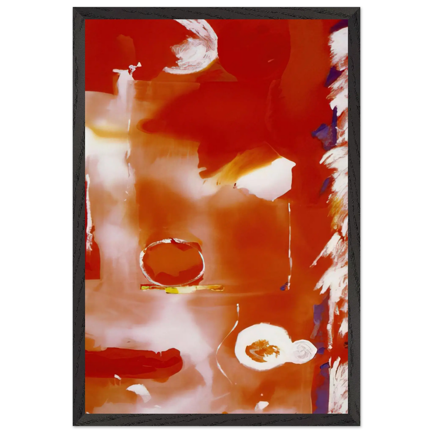 Helen Frankenthaler - Seeing the Moon on a Hot Summer Day - 1987 Wall art - 28x43  cm / XL (11x17 Inches) - Premium Wooden Framed Poster With Fine Art Paper - Black frame