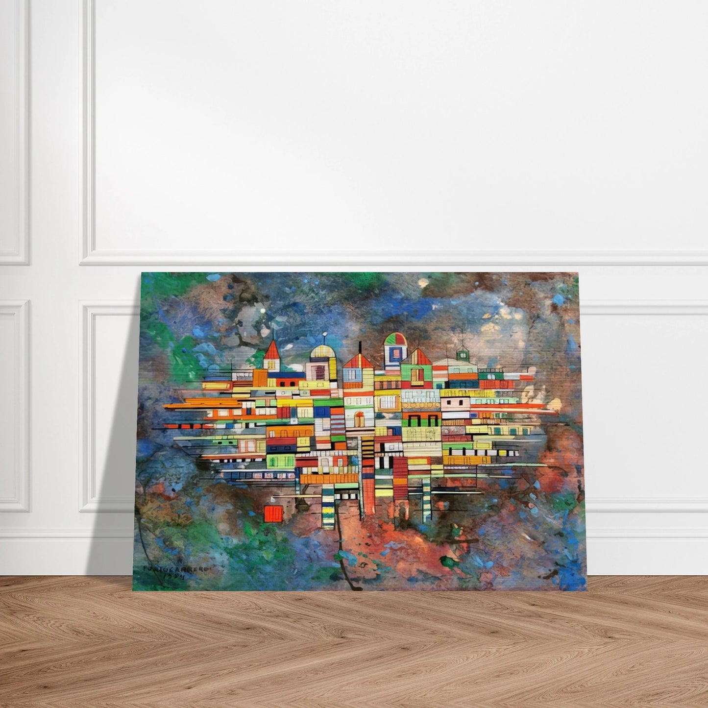CITY 1954 - Rene Portocarrero Brushed Aluminum Print - 70x100 cm / 28x40 inches | Rene Portocarrero Aluminum Print | Rene Portocarrero Prints