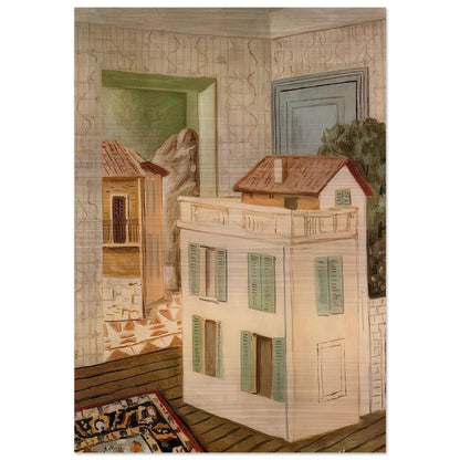 THE HOUSE IN THE HOUSE - Giorgio de Chirico Brushed Aluminum Print - 70x100 cm / 28x40 inches | Giorgio de Chirico Aluminum Print | Giorgio de Chirico Prints