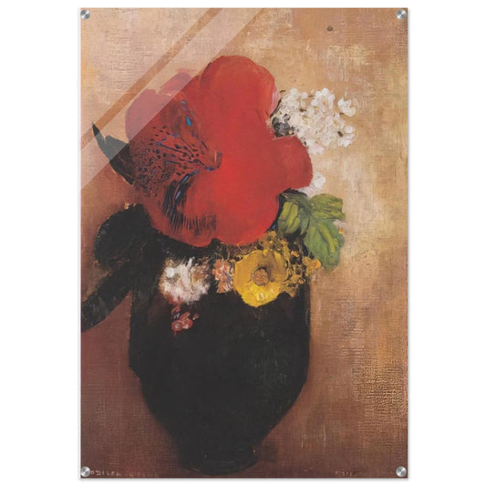 THE RED POPPY - Odilon Redon Acrylic Print - 70x100 cm / 28x40″ inches