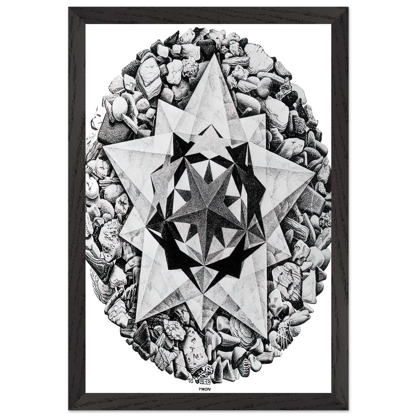 MC Escher - ESCHER (1) Wall Art - 30x40 cm / 12x16 inches - Premium Wooden Framed Poster With Fine Art Paper-canvas - White frame