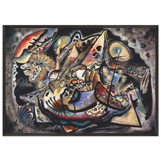 GREY OVAL 1917 - Wassily Kandinsky 70x100 cm / 28x40 inches Framed Art Print – Black Wooden Frame