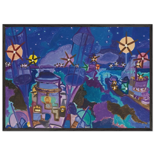 Manuvres de nuit - 1958 - Charles Lapicque 70x100 cm / 28x40 inches Framed Art Print – Black Wooden Frame