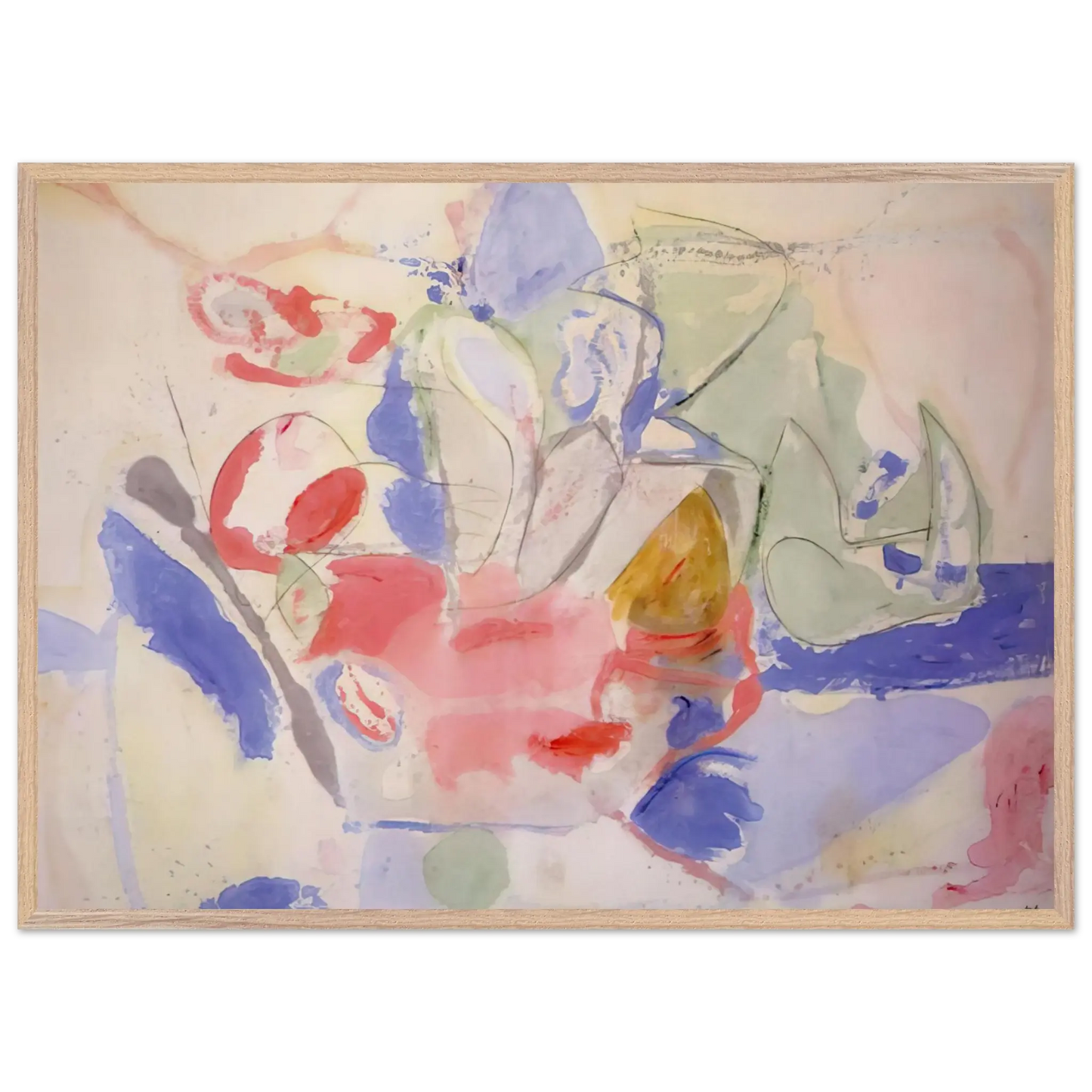 Helen Frankenthaler - Mountains and Sea - 1952 Wall art - 50x70 cm / 20x28 Inches - Premium Wooden Framed Poster With Fine Art Paper - Black frame