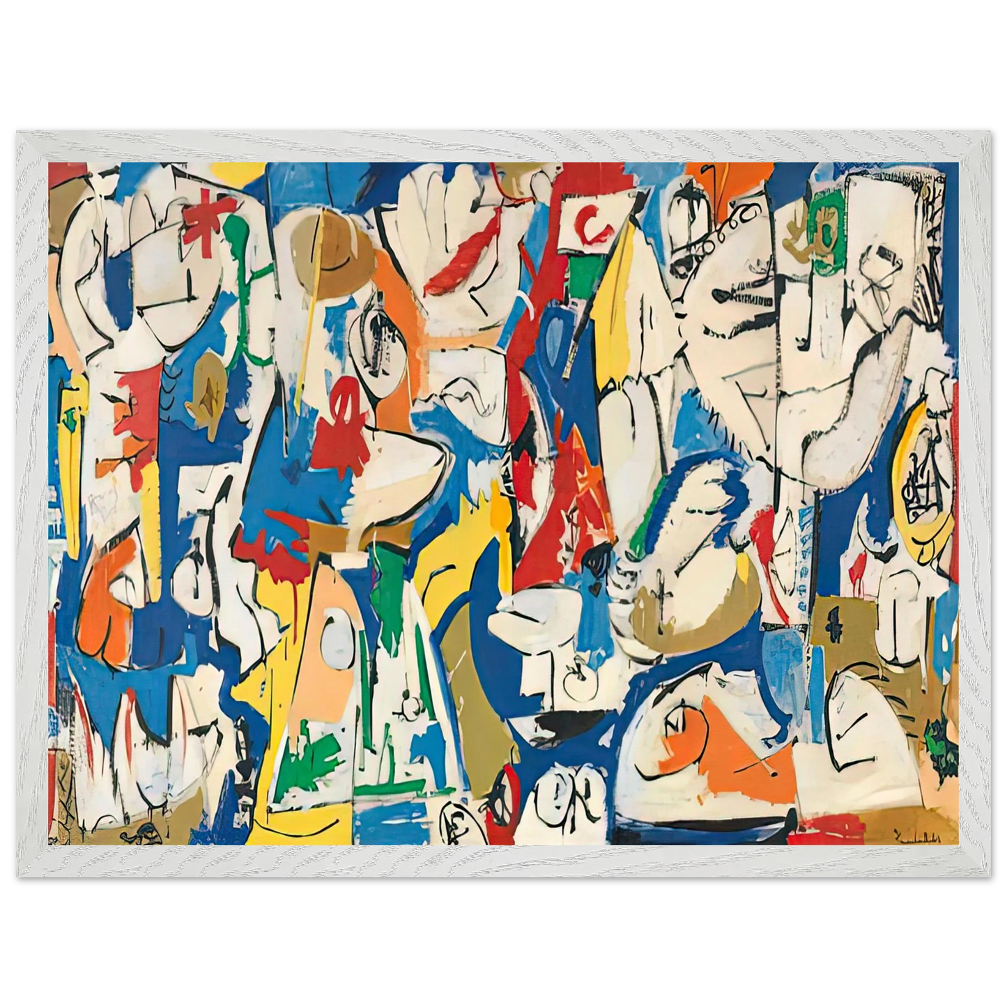 Helen Frankenthaler - The Jugglers, 1951- Wall Art - 30x40 cm / 12x16 inches - Premium Wooden Framed Poster With Fine Art Paper-canvas - White frame