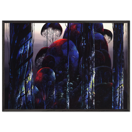 Trees Draped in Autumn - Eyvind Earle 70x100 cm / 28x40 inches Framed Art Print – Black Wooden Frame