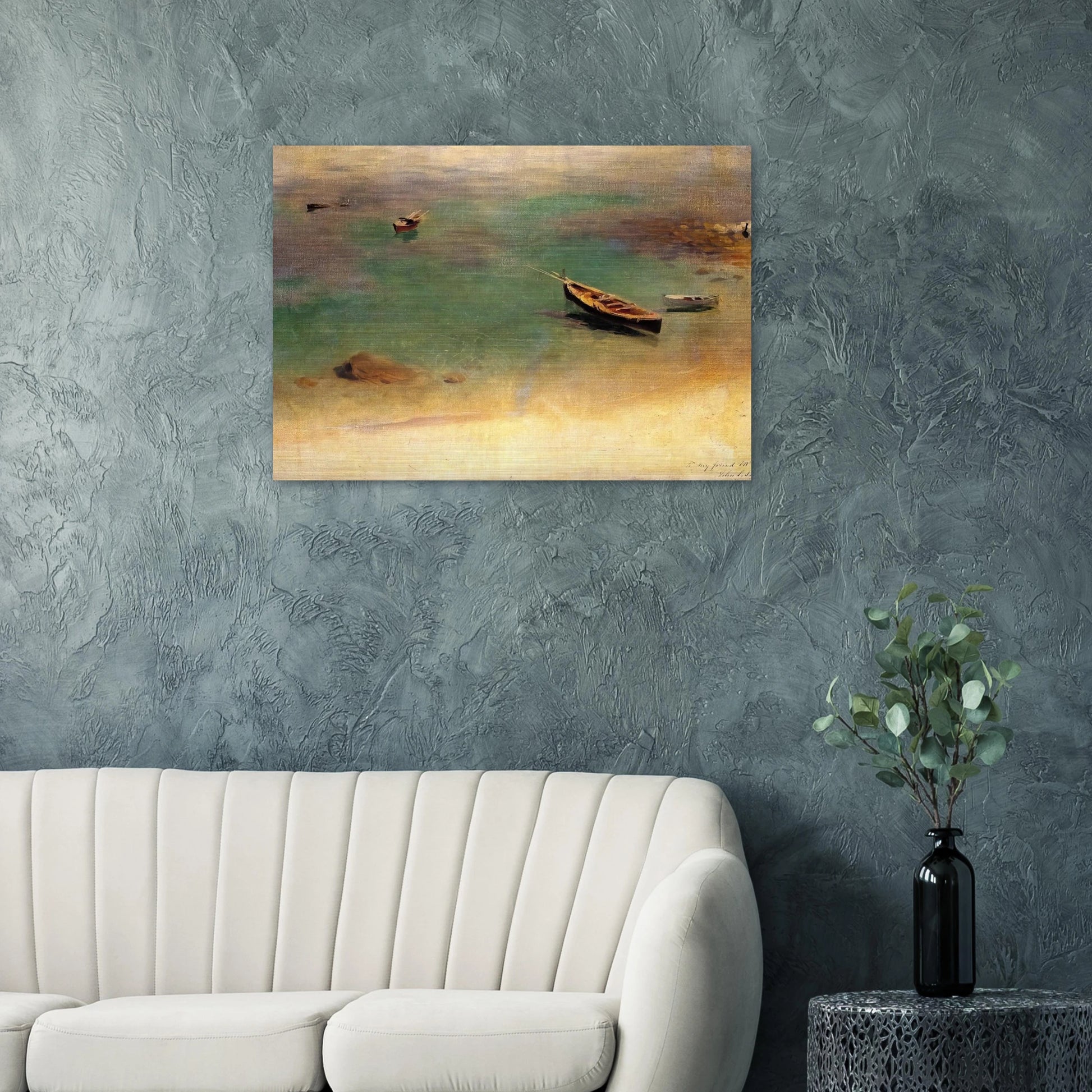 Boat in the Waters off Capri - John Singer Sargent Brushed Aluminum Print - 70x100 cm / 28x40 inches | John Singer Sargent Aluminum Print | John Singer Sargent Prints