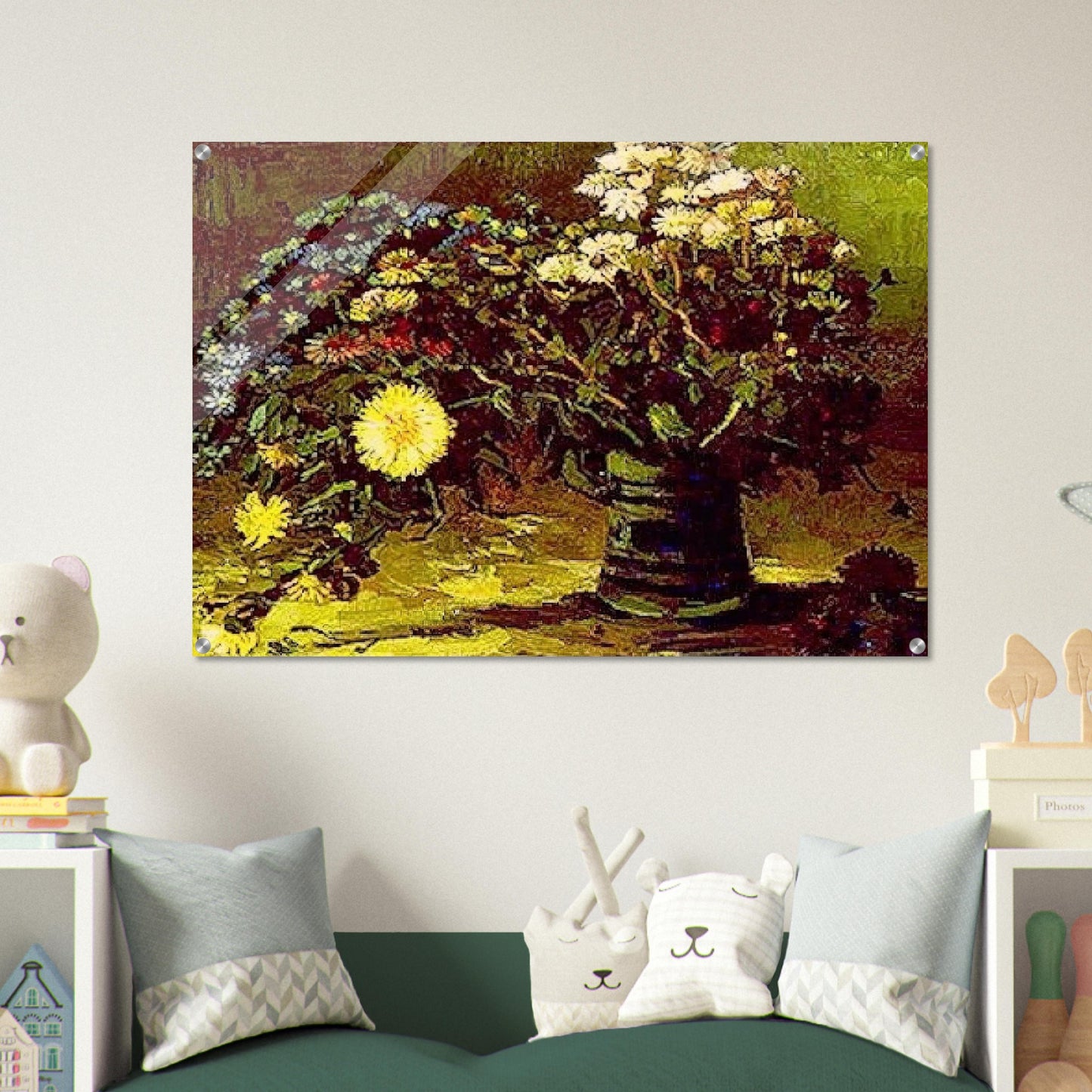 Vase with Daisies - Vincent van Gogh Acrylic Print - 70x100 cm / 28x40″ inches | Vincent van Gogh Wall Art | Vincent van Gogh Prints