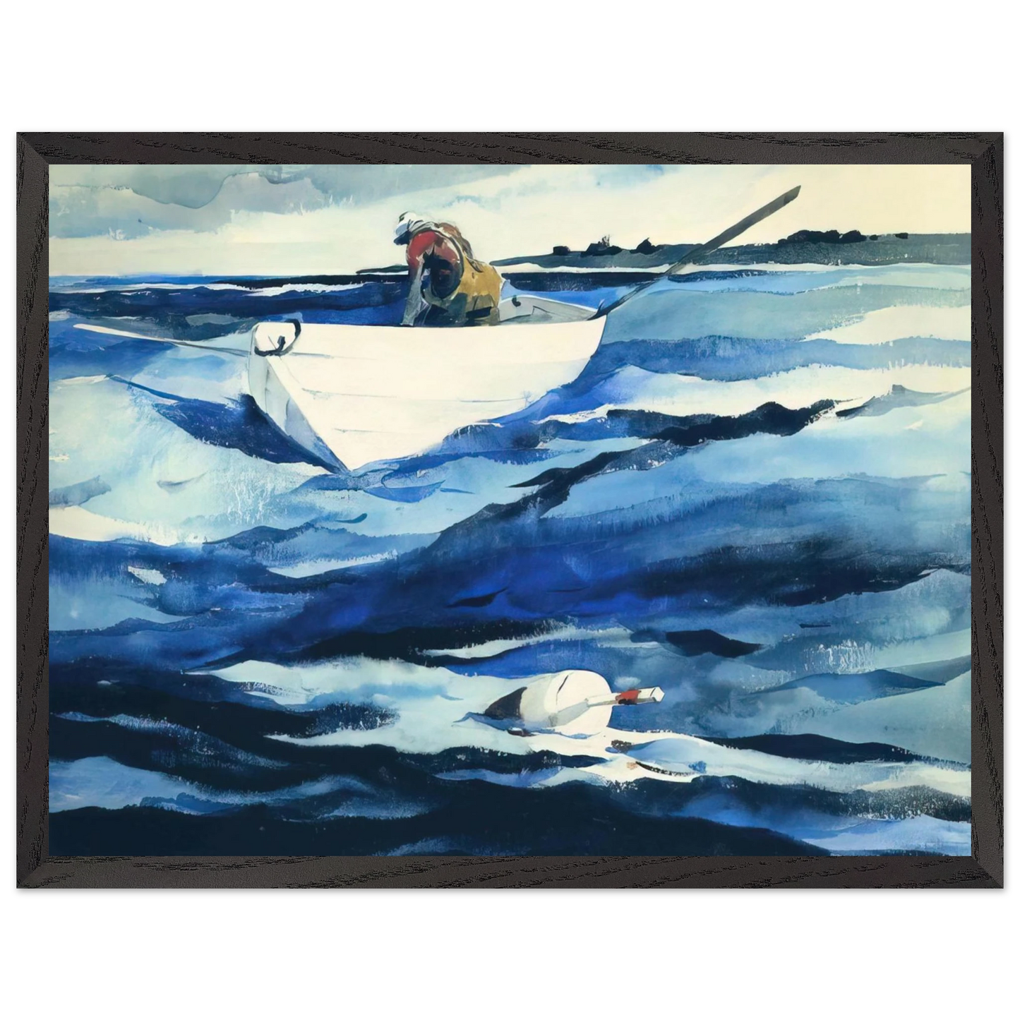 Andrew Wyeth - THE LOBSTERMAN Wall Art - 30x40 cm / 12x16 inches - Premium Wooden Framed Poster With Fine Art Paper-canvas - Black frame