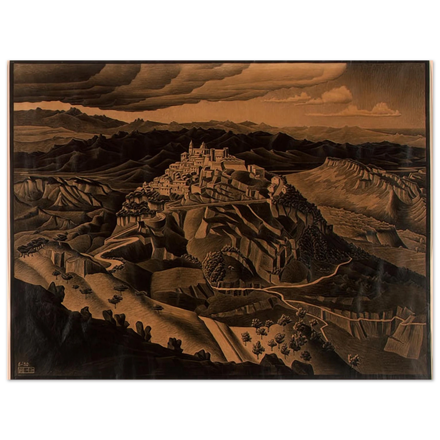 MC Escher - ITALIAN TOWN Wall Art - 21x29.7 cm / 8x12" - Fine Art Poster-canvas - -