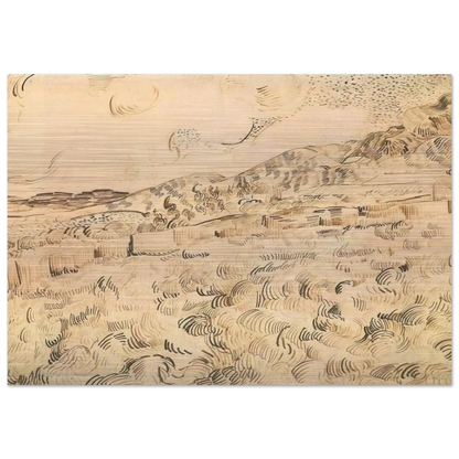 Mountain Landscape Seen across the Walls - Vincent van Gogh Brushed Aluminum Print - 70x100 cm / 28x40 inches | Vincent van Gogh Aluminum Print | Vincent van Gogh Prints