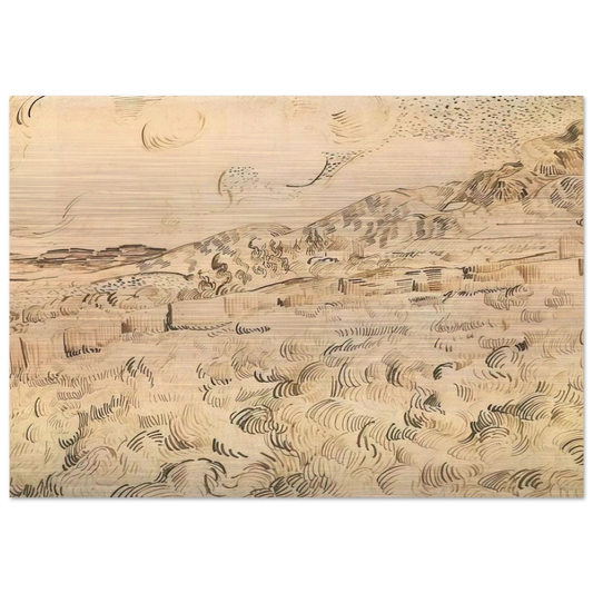 Mountain Landscape Seen across the Walls - Vincent van Gogh Brushed Aluminum Print - 70x100 cm / 28x40 inches | Vincent van Gogh Aluminum Print | Vincent van Gogh Prints
