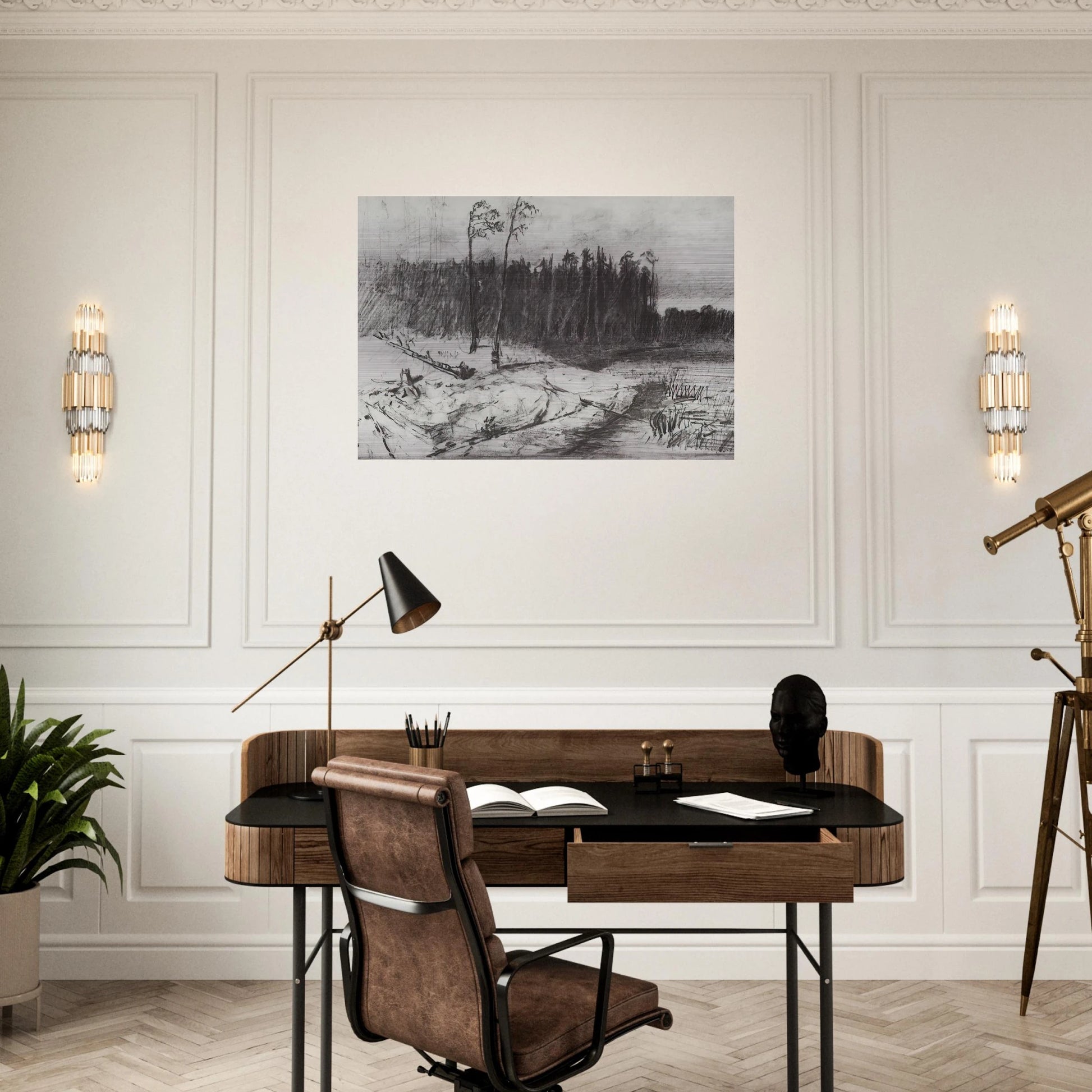 Forest near the water - Arkhyp Kuindzhi Brushed Aluminum Print - 70x100 cm / 28x40 inches | Arkhyp Kuindzhi Aluminum Print | Arkhyp Kuindzhi Prints