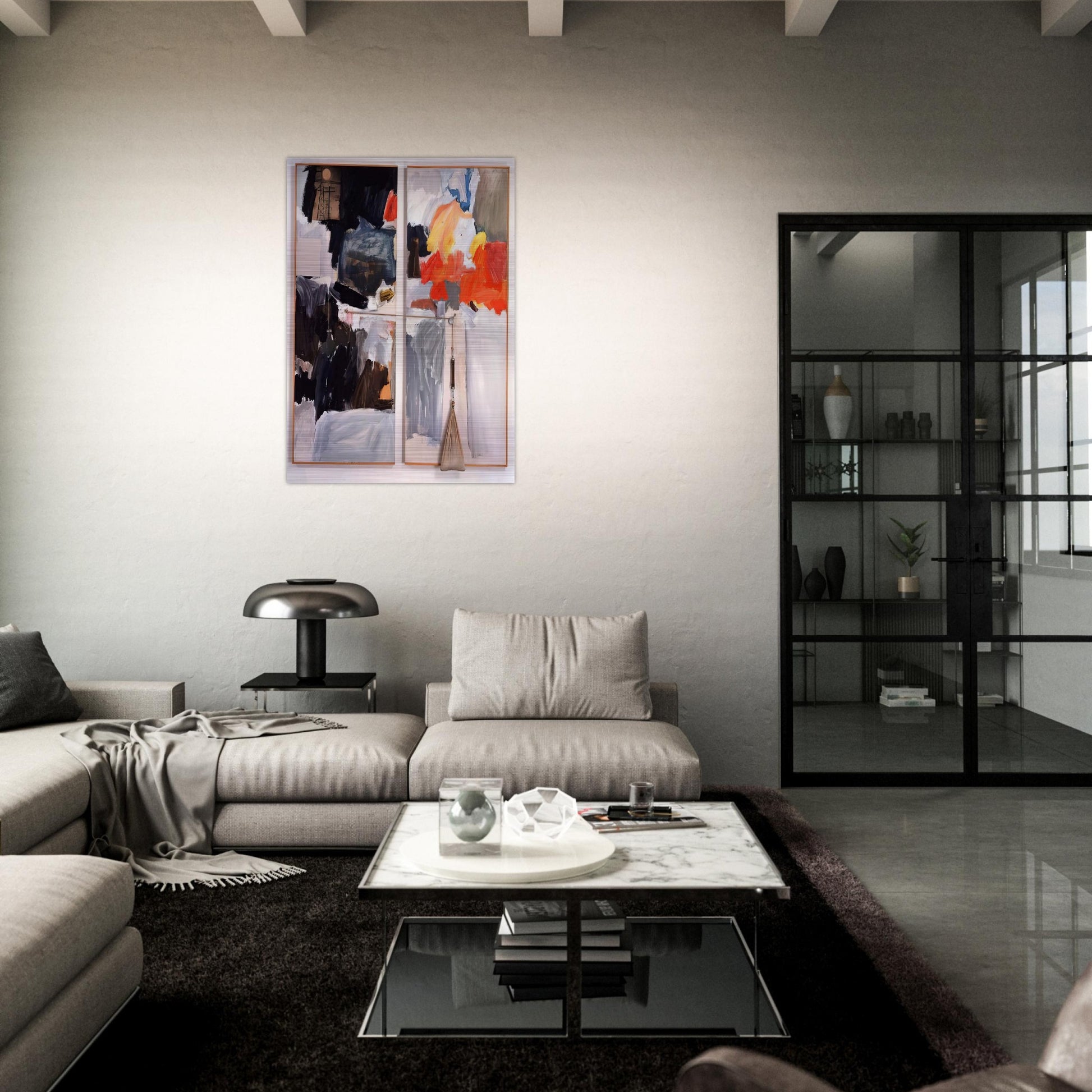 STUDIO PAINTING 1961 - Robert Rauschenberg Brushed Aluminum Print - 70x100 cm / 28x40 inches | Robert Rauschenberg Aluminum Print | Robert Rauschenberg Prints