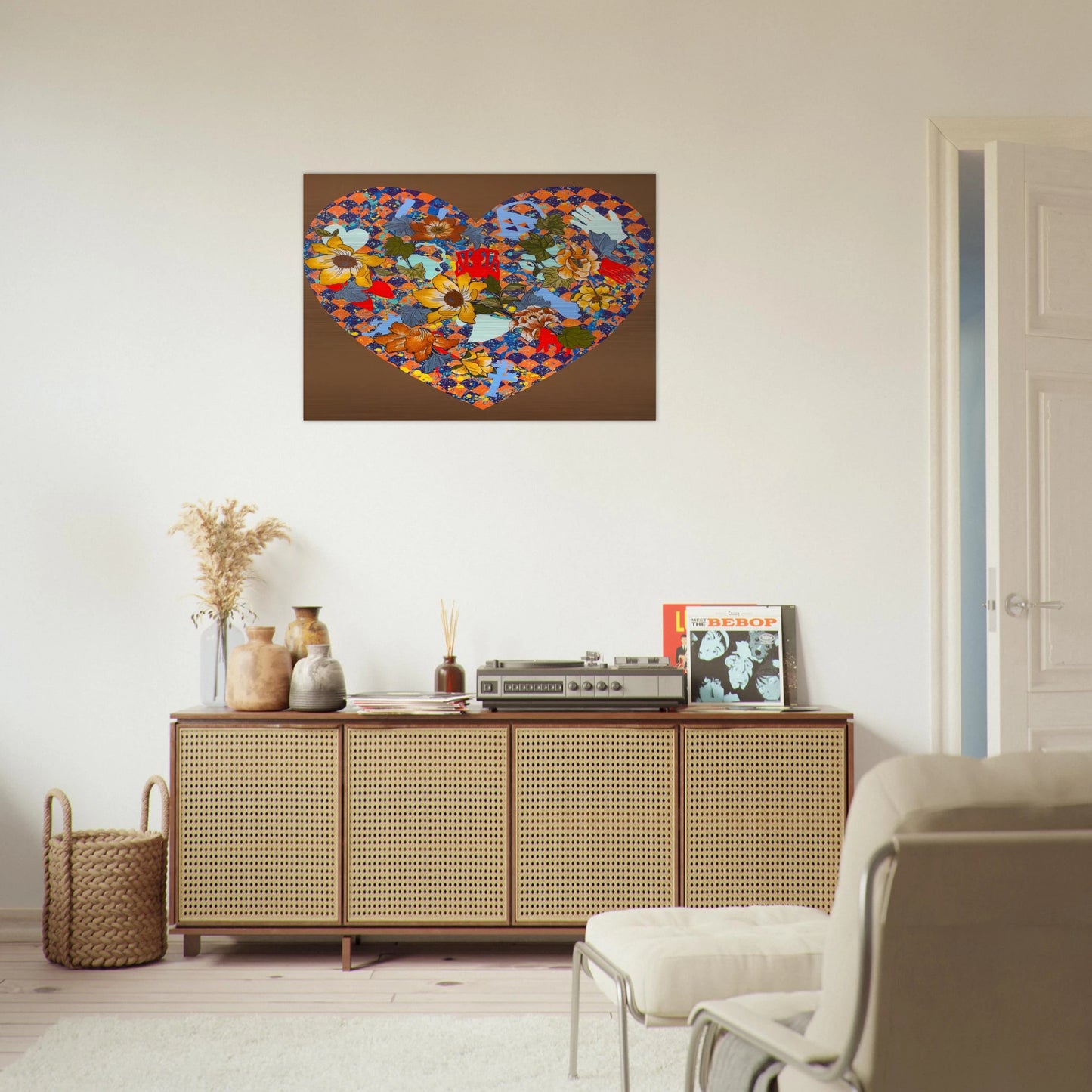 Our Stenciled Heart - 2008 - Miriam Schapiro Brushed Aluminum Print - 70x100 cm / 28x40 inches | Miriam Schapiro Aluminum Print | Miriam Schapiro Prints