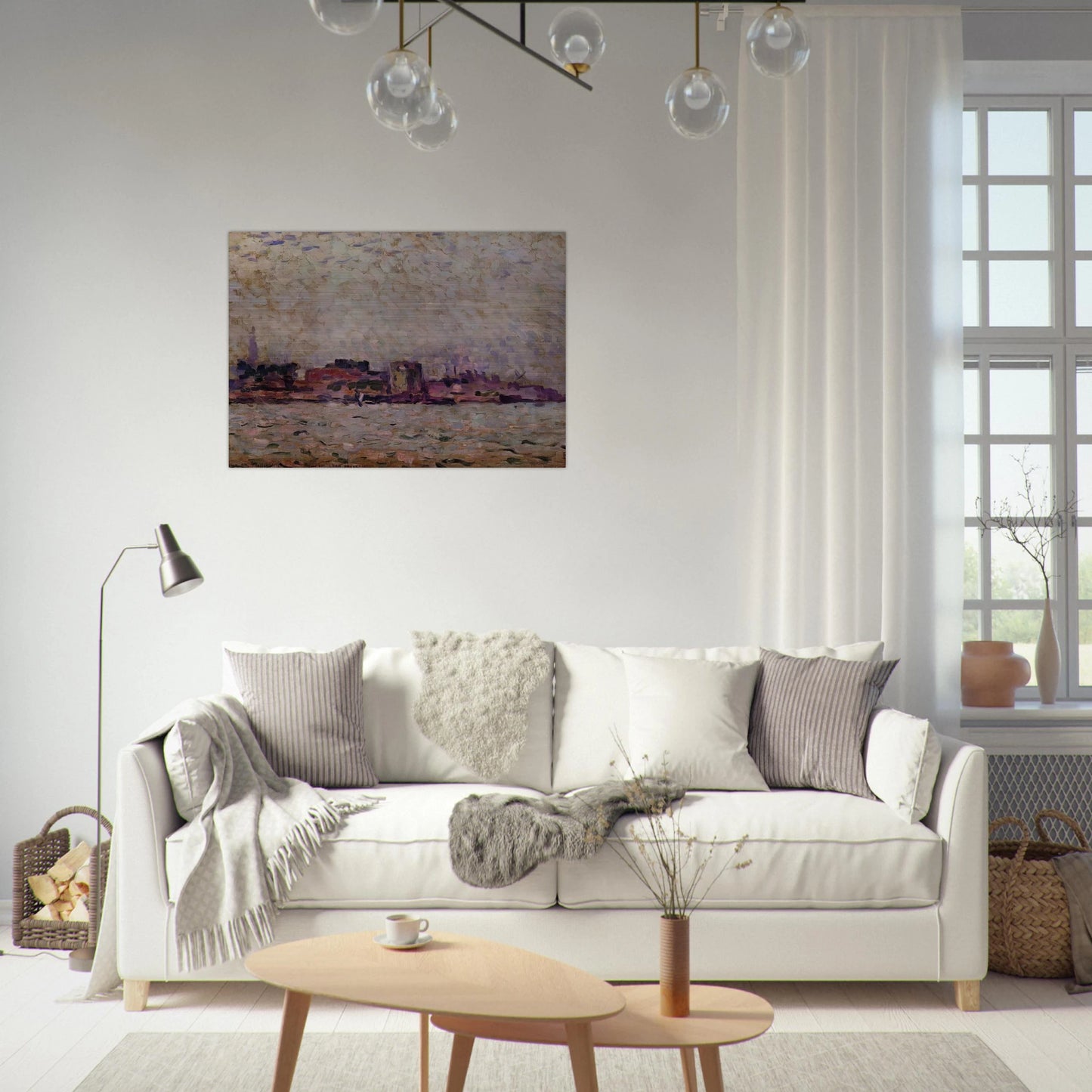 MORNING FOG OVER THE PORT OF VEER HOLLAND 1906 - Theo van Rysselberghe Brushed Aluminum Print - 70x100 cm / 28x40 inches | Theo van Rysselberghe Aluminum Print | Theo van Rysselberghe Prints